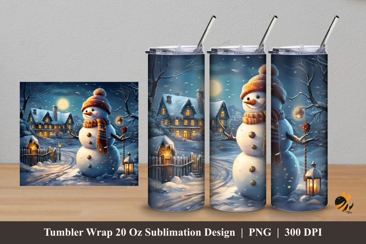 Magic Snowman Tumbler Wrap Sublimation Design 5