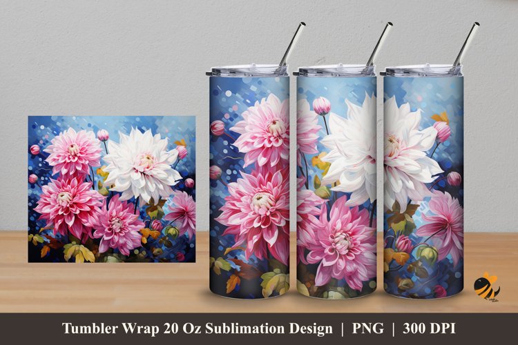 Dahlia Flower Tumbler Wrap Sublimation Design 5