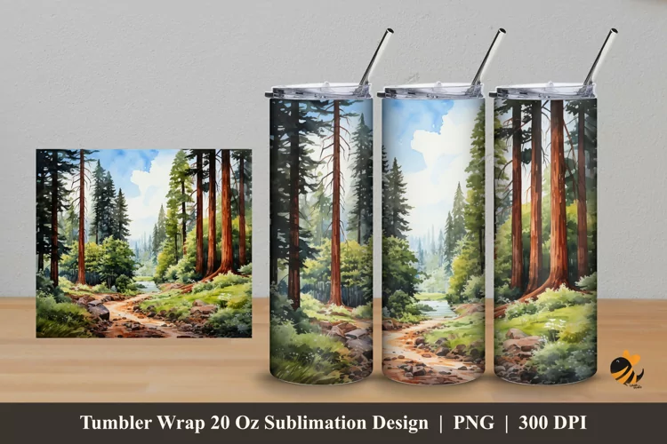 Sequoia Tree Tumbler Wrap Sublimation Design 5