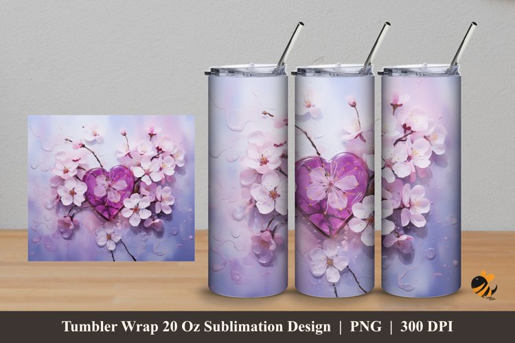 Twig of Love Tumbler Wrap Sublimation Design 5 example image 1