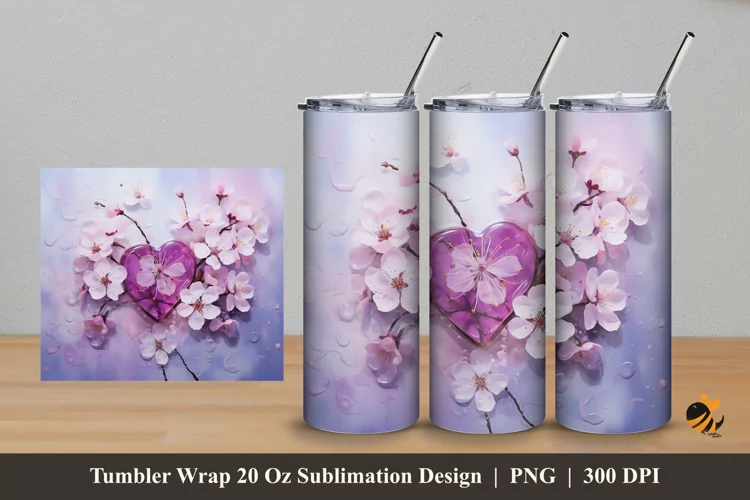 Twig of Love Tumbler Wrap Sublimation Design 5