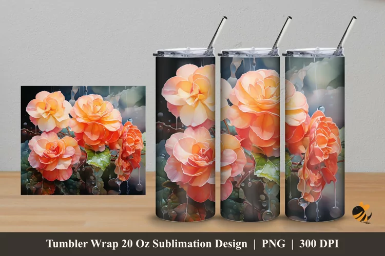 Rieger Begonias Tumbler Wrap Sublimation Design 5