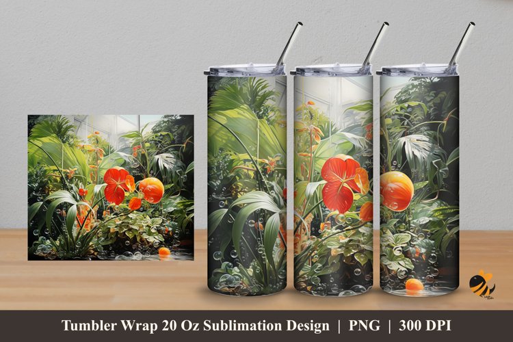 Natural Plants Tumbler Wrap Sublimation Design 5 example image 1