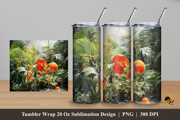 Natural Plants Tumbler Wrap Sublimation Design 5