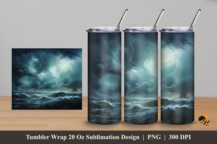 Thunder Rain Tumbler Wrap Sublimation Design 5 example image 1