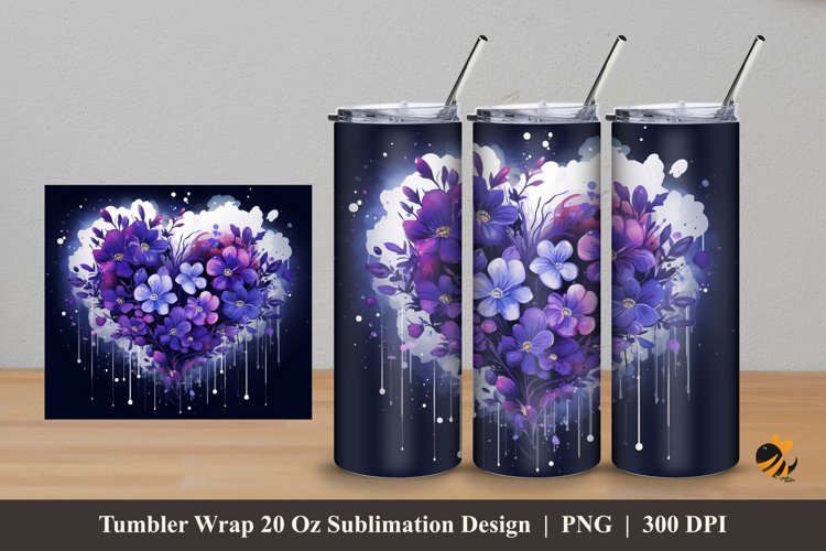 Floral And Love Tumbler Wrap Sublimation Design 5