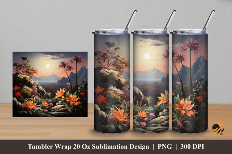 Nature Panoramic Tumbler Wrap Sublimation Design 5 example image 1