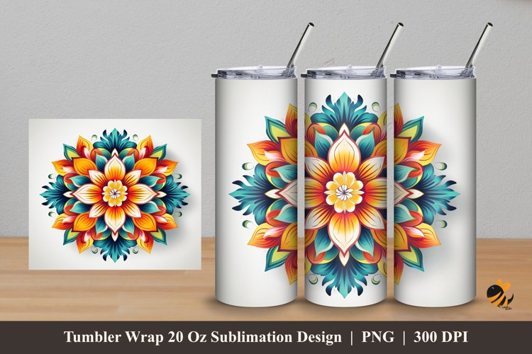 Flower Mandala Tumbler Wrap Sublimation Design 5