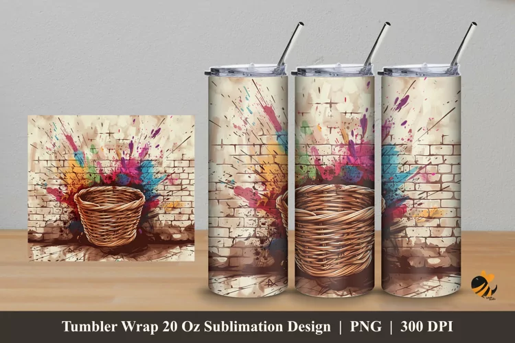 Street Art Basket Tumbler Wrap Sublimation Design 5