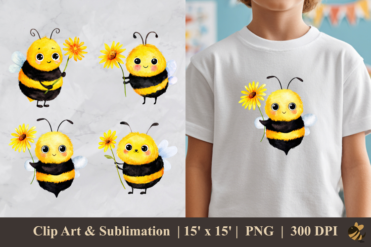 Flower With Bee Clipart Image 20
