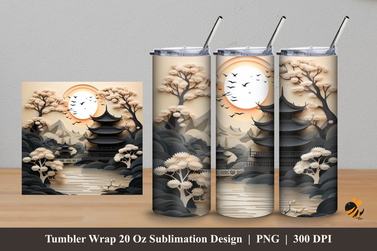 House And Garden Tumbler Wrap Sublimation Design 5 example image 1
