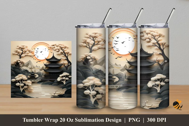 House And Garden Tumbler Wrap Sublimation Design 5