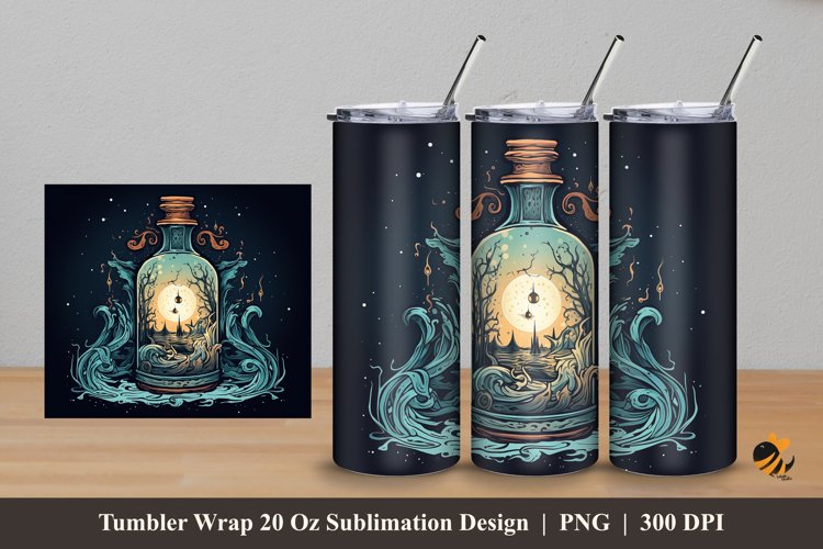 Magic Bottle Tumbler Wrap Sublimation Design 5 example image 1