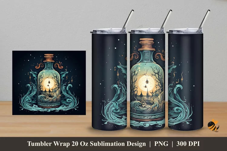Magic Bottle Tumbler Wrap Sublimation Design 5