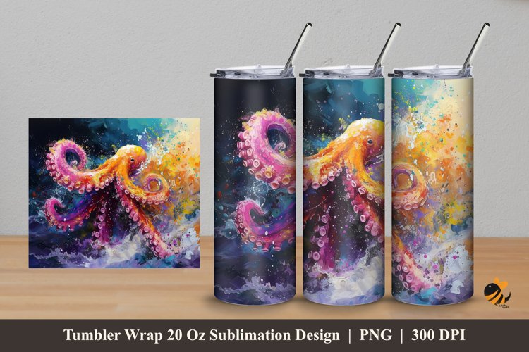 Octopus Abstract Tumbler Wrap Sublimation Design 5