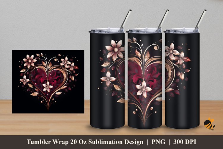 Floral love Tumbler Wrap Sublimation Design 5 example image 1
