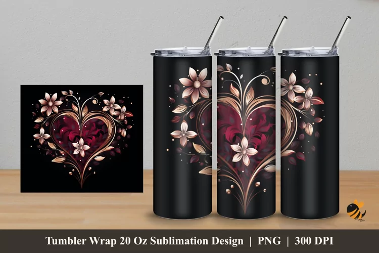 Floral love Tumbler Wrap Sublimation Design 5