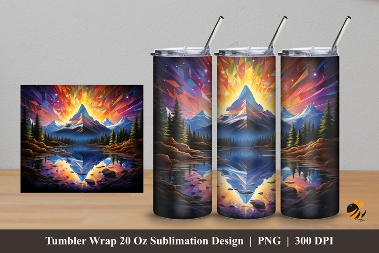 Mountains Sparkling Tumbler Wrap Sublimation Design 5