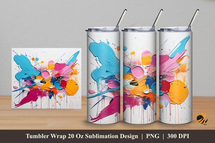 Splash Paint Tumbler Wrap Sublimation Design 5 example image 1