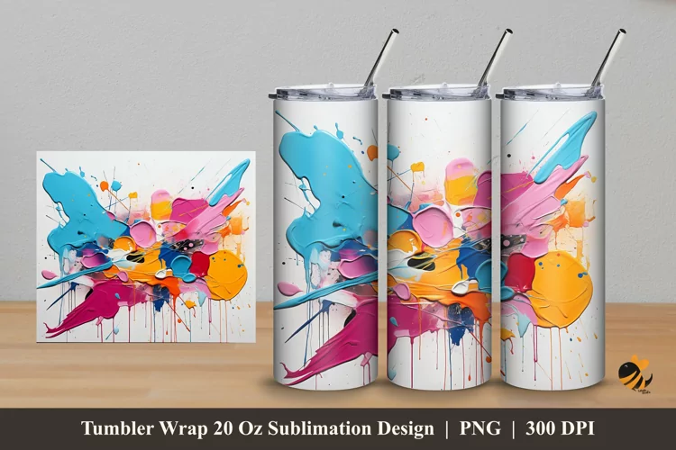 Splash Paint Tumbler Wrap Sublimation Design 5