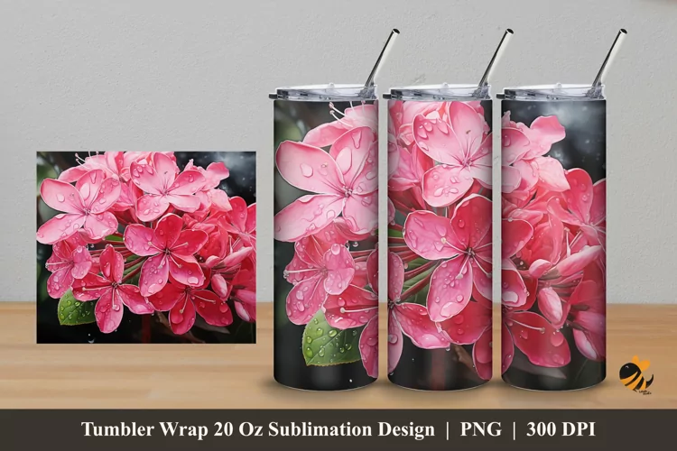 Ixora Flower Tumbler Wrap Sublimation Design 5
