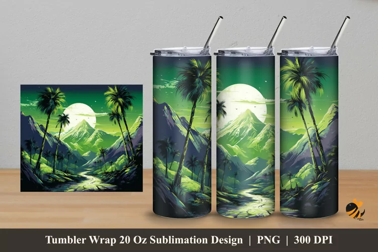 Green Nature Panoramic Tumbler Wrap Sublimation Design 5