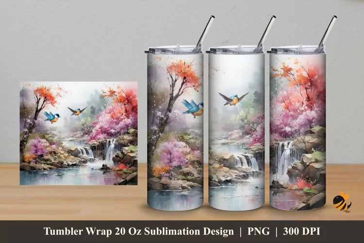 Bird Nature Tumbler Wrap Sublimation Design 5