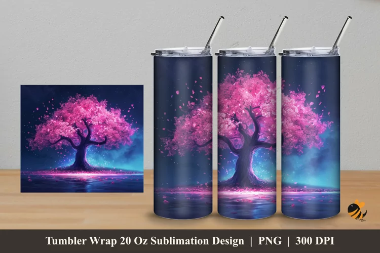 Sakura Tree Tumbler Wrap Sublimation Design 5