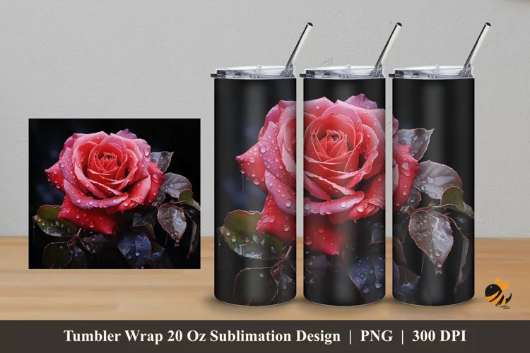 Forest Rose Tumbler Wrap Sublimation Design 5