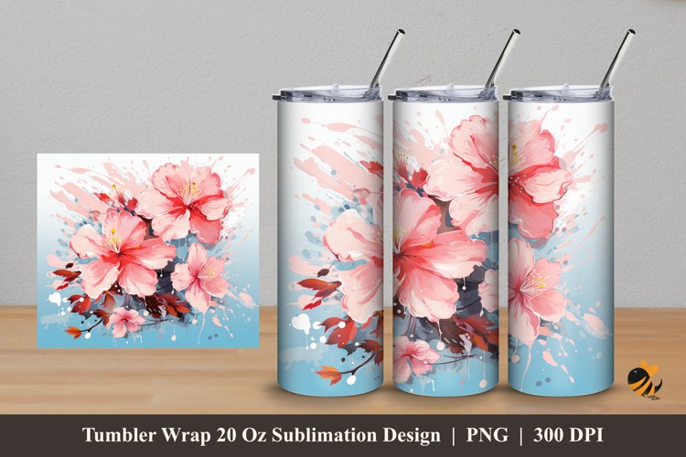 Flower Painting Tumbler Wrap Sublimation Design 5