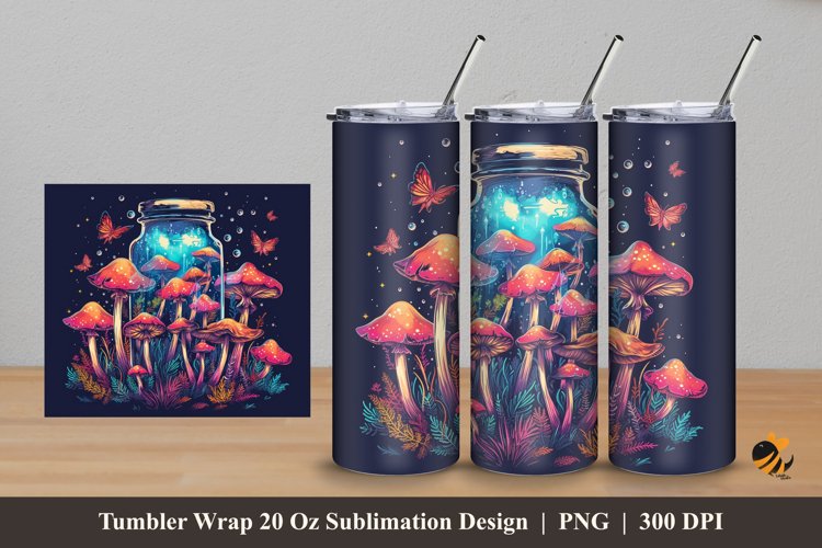 Mushroom Jar Tumbler Wrap Sublimation Design 5 example image 1
