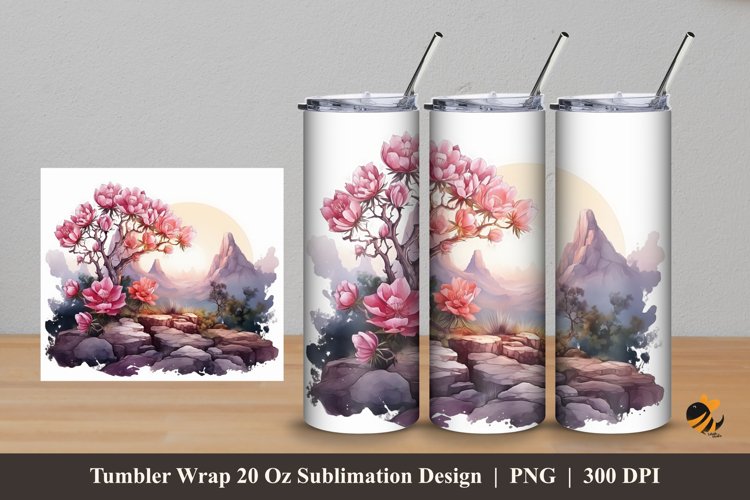 Landora hill flowers Tumbler Wrap Sublimation Design 5