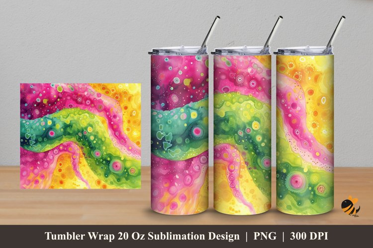 Funky Cells Color Tumbler Wrap Sublimation Design 5