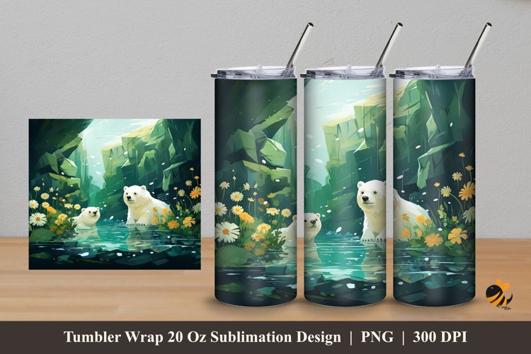 White Bear Tumbler Wrap Sublimation Design 5