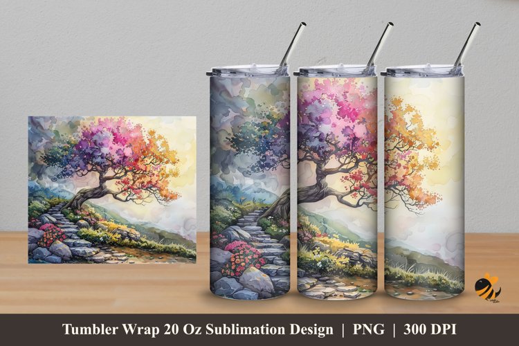 Miracle Garden Tumbler Wrap Sublimation Design 5 example image 1