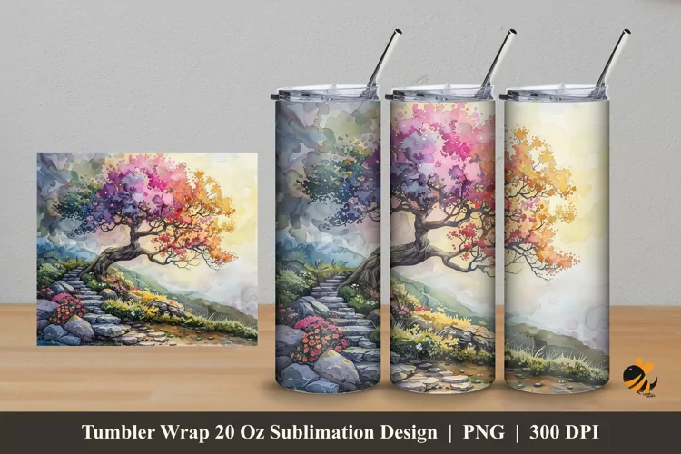 Miracle Garden Tumbler Wrap Sublimation Design 5