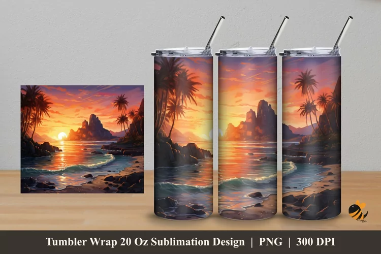 Sunset Strait Tumbler Wrap Sublimation Design 5