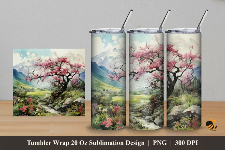 Painting Nature Tumbler Wrap Sublimation Design 5