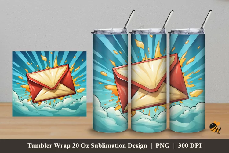 Vintage Envelope Tumbler Wrap Sublimation Design 5