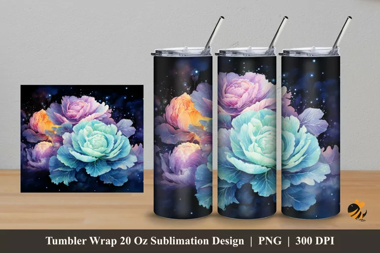 Watercolor Cabbage Tumbler Wrap Sublimation Design 5