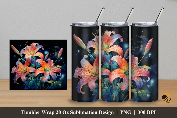 Wild Lily Tumbler Wrap Sublimation Design 5