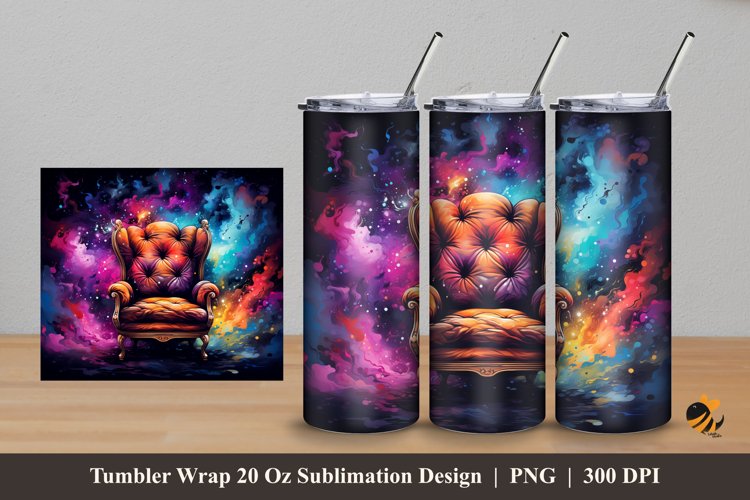 Fantasy Chair Tumbler Wrap Sublimation Design 5 example image 1