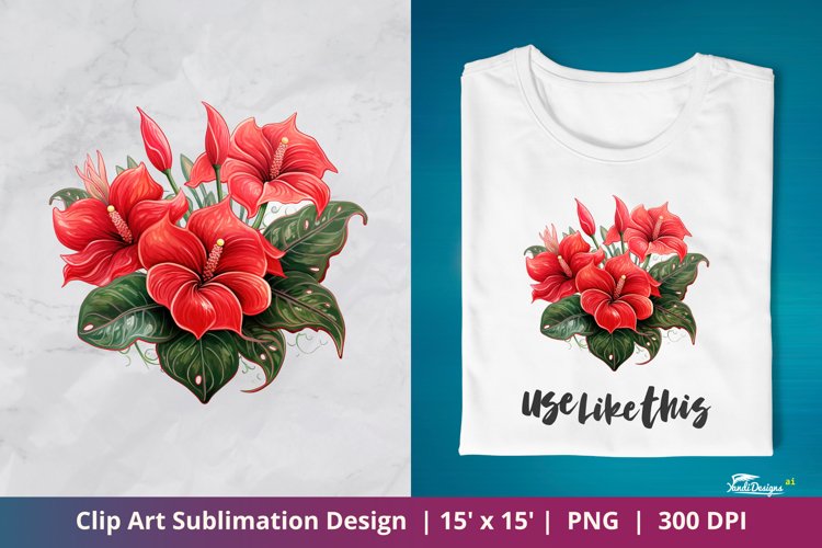 Beautiful Anthurium Flower Clip Art Sublimation 5