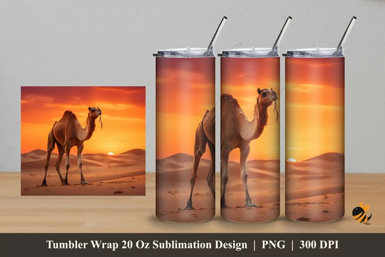 The Camel Tumbler Wrap Sublimation Design 5