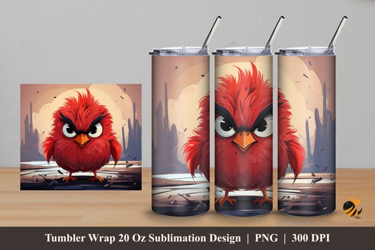 Angry Red Bird Tumbler Wrap Sublimation Design 5 example image 1