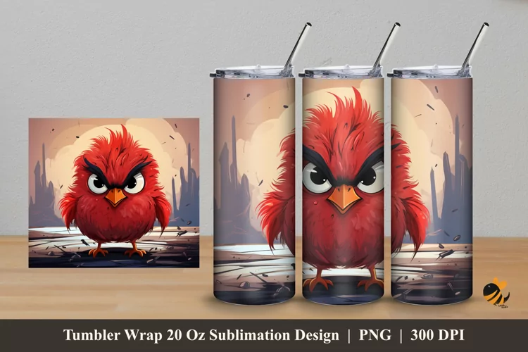 Angry Red Bird Tumbler Wrap Sublimation Design 5