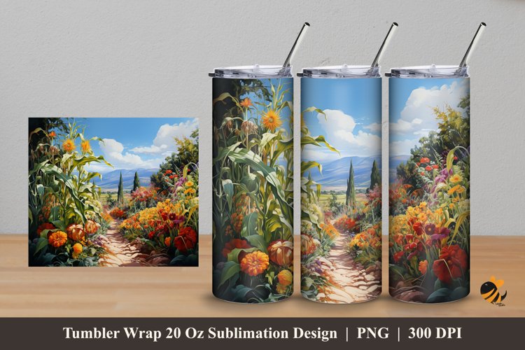 Garden Hill Tumbler Wrap Sublimation Design 5 example image 1