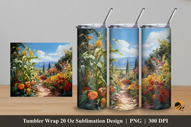 Garden Hill Tumbler Wrap Sublimation Design 5