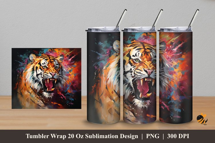 Tiger Roared Tumbler Wrap Sublimation Design 5