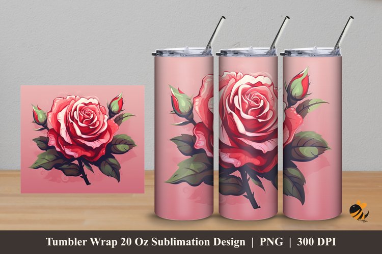 Rose Art Tumbler Wrap Sublimation Design 5